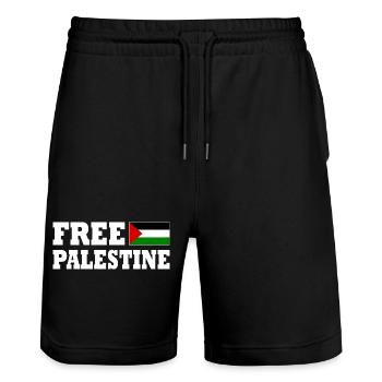 Free palestine - Stanley/Stella Trainer Unisex Organic Jogging Shorts - black - Front - Nik (191cm) & Marisol (170cm)