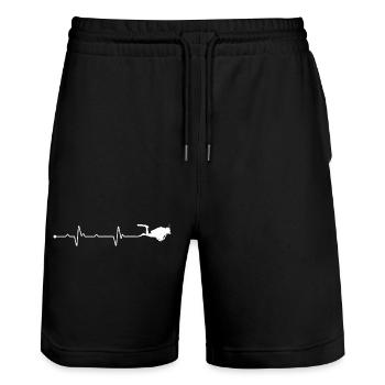 Poignée de main battement de cœur - Short de jogging bio TRAINER Stanley/Stella unisexe - noir - Devant - Nik (191cm) & Marisol (170cm)
