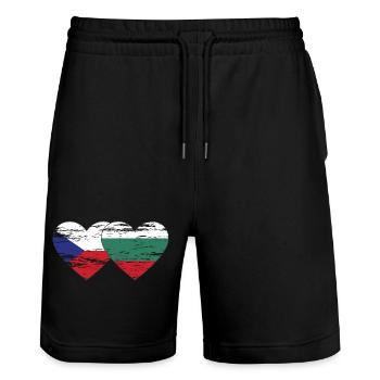 République tchèque bulgare drapeau coeur utilisé - Short de jogging bio TRAINER Stanley/Stella unisexe - noir - Devant - Nik (191cm) & Marisol (170cm)