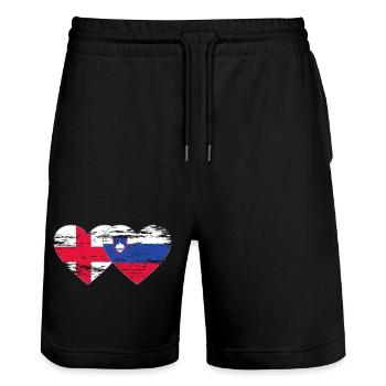 England Slowenien Flagge Hez used - Stanley/Stella Unisex Bio Joggingshorts Trainer  - Schwarz - Vorne - Nik (191cm) & Marisol (170cm)
