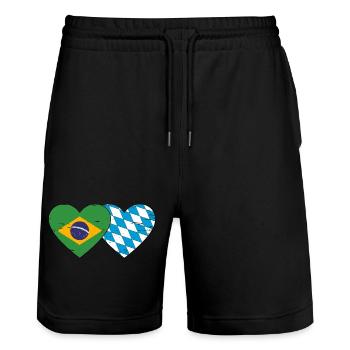 Brésil Bavière Drapeau Coeur utilisé - Short de jogging bio TRAINER Stanley/Stella unisexe - noir - Devant - Nik (191cm) & Marisol (170cm)