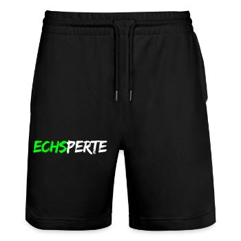 Echsperte - Experte, lustiger Wortwitz - Stanley/Stella Unisex Bio Joggingshorts Trainer  - Schwarz - Vorne - Nik (191cm) & Marisol (170cm)