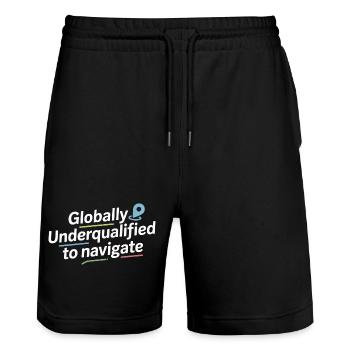 Global unterqualifizierte Navigation GIS Humor - Stanley/Stella Unisex Bio Joggingshorts Trainer  - Schwarz - Vorne - Nik (191cm) & Marisol (170cm)