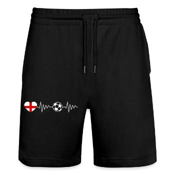 England Fussball Herzschlag - Stanley/Stella Unisex Bio Joggingshorts Trainer  - Schwarz - Vorne - Nik (191cm) & Marisol (170cm)