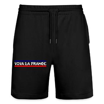Frankreich - Stanley/Stella Unisex Bio Joggingshorts Trainer  - Schwarz - Vorne - Nik (191cm) & Marisol (170cm)