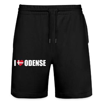 J’adore Odense Danemark - Short de jogging bio TRAINER Stanley/Stella unisexe - noir - Devant - Nik (191cm) & Marisol (170cm)
