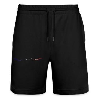 blue white red - Stanley/Stella Trainer Unisex Organic Jogging Shorts - black - Front - Nik (191cm) & Marisol (170cm)