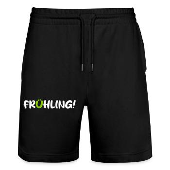 Frühling Saison Camping coole Quotes Comic Gesicht - Stanley/Stella Unisex Bio Joggingshorts Trainer  - Schwarz - Vorne - Nik (191cm) & Marisol (170cm)