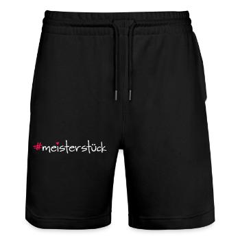 meisterstück - Stanley/Stella Unisex Bio Joggingshorts Trainer  - Schwarz - Vorne - Nik (191cm) & Marisol (170cm)