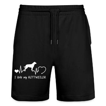 Rottweiler mit Herzschlag - Stanley/Stella Unisex Bio Joggingshorts Trainer  - Schwarz - Vorne - Nik (191cm) & Marisol (170cm)