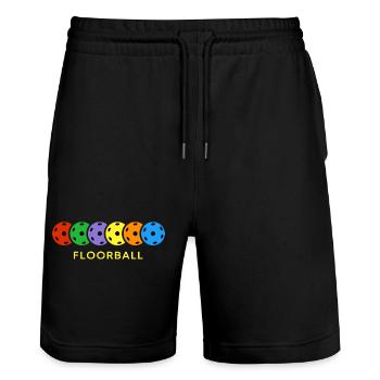 Floorball Unihockey FLOORBALLcolor - Stanley/Stella Trainer Unisex Organic Jogging Shorts - black - Front - Nik (191cm) & Marisol (170cm)