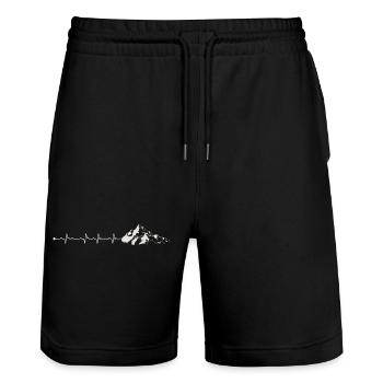 Mountain Pulse Abenteuer T-Shirt - Stanley/Stella Unisex Bio Joggingshorts Trainer  - Schwarz - Vorne - Nik (191cm) & Marisol (170cm)