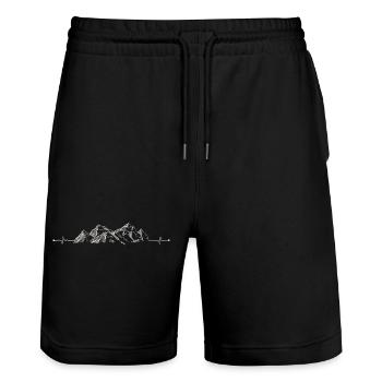 Alpiner Pulsgipfel - Stanley/Stella Unisex Bio Joggingshorts Trainer  - Schwarz - Vorne - Nik (191cm) & Marisol (170cm)