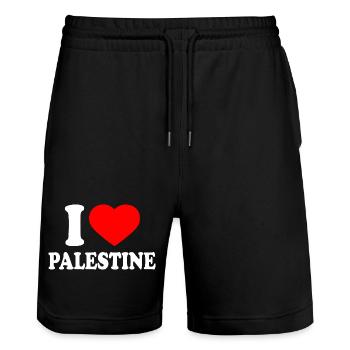 I love palestine - Stanley/Stella Trainer Unisex Organic Jogging Shorts - black - Front - Nik (191cm) & Marisol (170cm)
