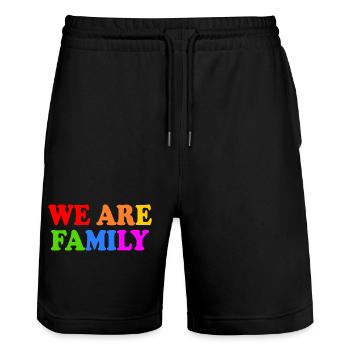 We are family - Short de jogging bio TRAINER Stanley/Stella unisexe - noir - Devant - Nik (191cm) & Marisol (170cm)