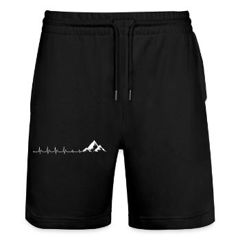 Heartbeat Mountain - Stanley/Stella Trainer Unisex Organic Jogging Shorts - black - Front - Nik (191cm) & Marisol (170cm)