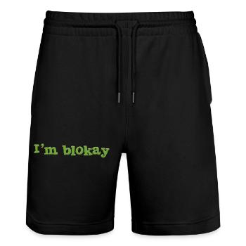I'm blokay - Stanley/Stella Unisex Bio Joggingshorts Trainer  - Schwarz - Vorne - Nik (191cm) & Marisol (170cm)