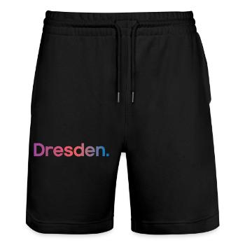 Dresde Typographie Couleurs Ville Icône Logo - Short de jogging bio TRAINER Stanley/Stella unisexe - noir - Devant - Nik (191cm) & Marisol (170cm)