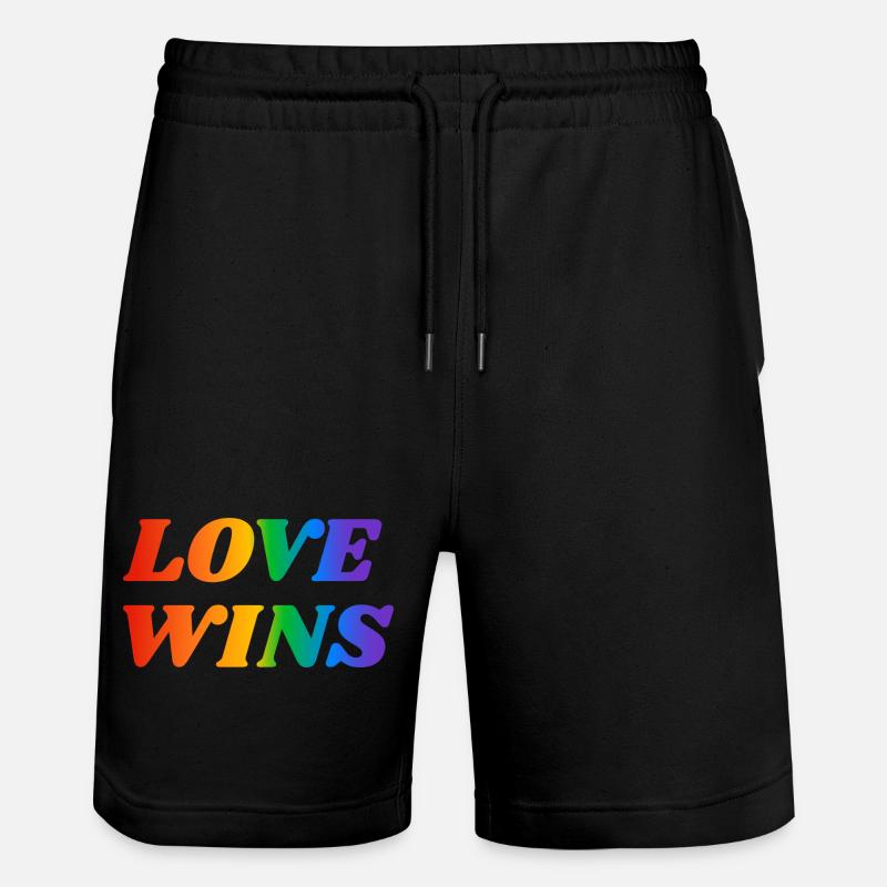 Liebe gewinnt LGBT Regenbogen Text - Stanley/Stella Unisex Bio Joggingshorts Trainer  - Schwarz