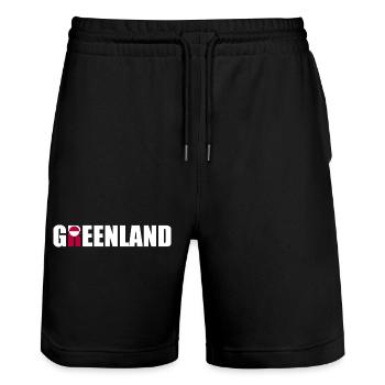 Greenland - Denmark - Danmark - Dänemark - Stanley/Stella Unisex Bio Joggingshorts Trainer  - Schwarz - Vorne - Nik (191cm) & Marisol (170cm)