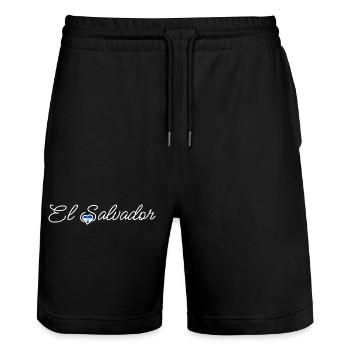 El Salvador Proud Salvadoran Love El Salvador - Stanley/Stella Trainer Unisex Organic Jogging Shorts - black - Front - Nik (191cm) & Marisol (170cm)