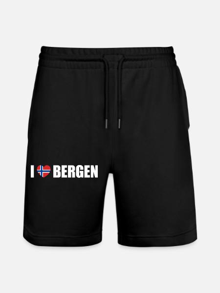 I love Bergen Norway - Stanley/Stella Trainer Unisex Organic Jogging Shorts - black
