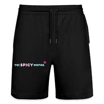 Yo ! Épicé. | Style rétro de l’an 2000 - Short de jogging bio TRAINER Stanley/Stella unisexe - noir - Devant - Nik (191cm) & Marisol (170cm)