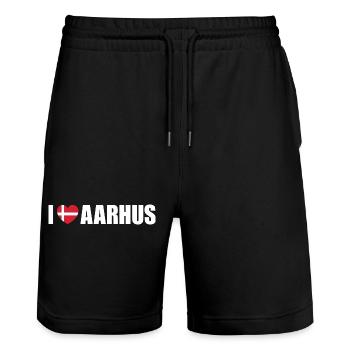 J’adore Aarhus Danemark - Short de jogging bio TRAINER Stanley/Stella unisexe - noir - Devant - Nik (191cm) & Marisol (170cm)
