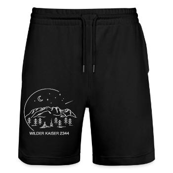 Wilder Kaiser Kaiserkrone Kitzbühel Berg Wandern - Stanley/Stella Unisex Bio Joggingshorts Trainer  - Schwarz - Vorne - Nik (191cm) & Marisol (170cm)