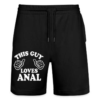 This guy loves anal - Stanley/Stella Trainer Unisex Organic Jogging Shorts - black - Front - Nik (191cm) & Marisol (170cm)