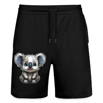 Niedlicher kleiner Koala Bär - Stanley/Stella Unisex Bio Joggingshorts Trainer  - Schwarz - Vorne - Nik (191cm) & Marisol (170cm)