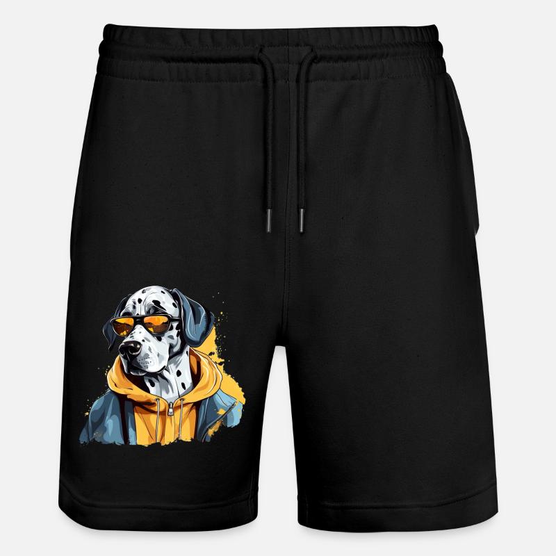 Hero Sketch | Dalmatian Firefighter - Stanley/Stella Trainer Unisex Organic Jogging Shorts - black