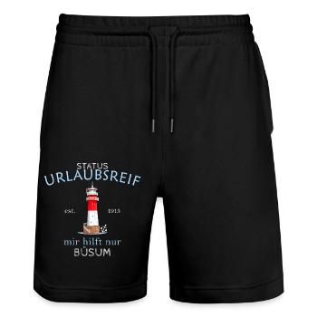 Büsum, Urlaubsreif, Leuchtturm, Deutschland - Stanley/Stella Unisex Bio Joggingshorts Trainer  - Schwarz - Vorne - Nik (191cm) & Marisol (170cm)