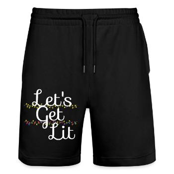 Let's get lit - Stanley/Stella Trainer Unisex Organic Jogging Shorts - black - Front - Nik (191cm) & Marisol (170cm)