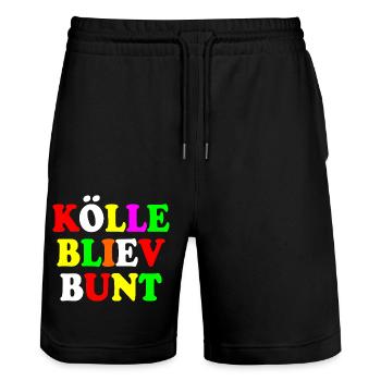 kölle bliev bunt - Stanley/Stella Unisex Bio Joggingshorts Trainer  - Schwarz - Vorne - Nik (191cm) & Marisol (170cm)