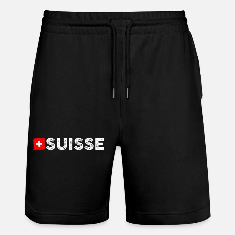 Flagge der Schweiz - Stanley/Stella Unisex Bio Joggingshorts Trainer - Schwarz