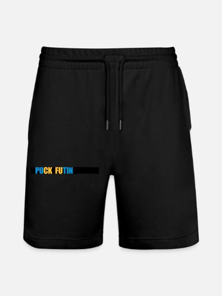 puck futin logo design - Stanley/Stella Trainer Unisex Organic Jogging Shorts - black