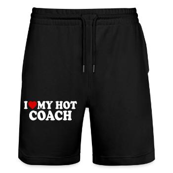 I love my hot coach - Short de jogging bio TRAINER Stanley/Stella unisexe - noir - Devant - Nik (191cm) & Marisol (170cm)