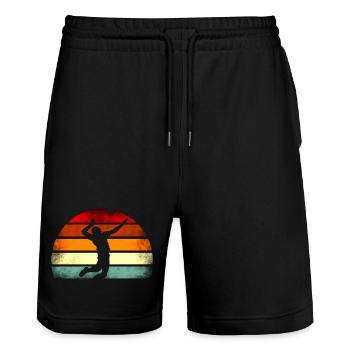 Vintage Volleyball - Stanley/Stella Trainer Unisex Organic Jogging Shorts - black - Front - Nik (191cm) & Marisol (170cm)