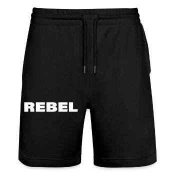 REBELLE - Short de jogging bio TRAINER Stanley/Stella unisexe - noir - Devant - Nik (191cm) & Marisol (170cm)