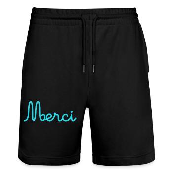 MERCI. MAÎTRESSE. MAÎTRE. MERCI MAÎTRESSE. MAITRE - Short de jogging bio TRAINER Stanley/Stella unisexe - noir - Devant - Nik (191cm) & Marisol (170cm)