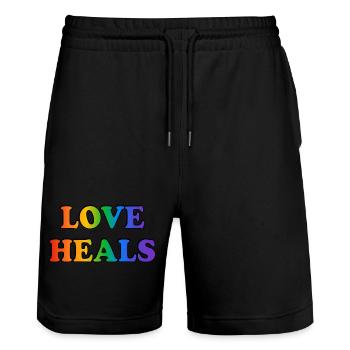 Love Heals Accessoires LGBTQ Rainbow Pride - Short de jogging bio TRAINER Stanley/Stella unisexe - noir - Devant - Nik (191cm) & Marisol (170cm)