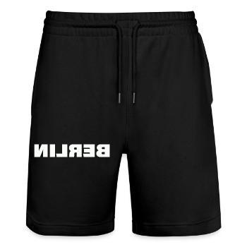 BERLIN - Stanley/Stella Unisex Bio Joggingshorts Trainer  - Schwarz - Vorne - Nik (191cm) & Marisol (170cm)