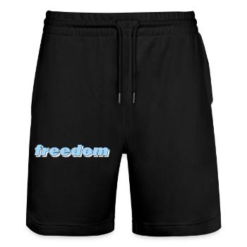 FREEDOM - Stanley/Stella Unisex Bio Joggingshorts Trainer  - Schwarz - Vorne - Nik (191cm) & Marisol (170cm)