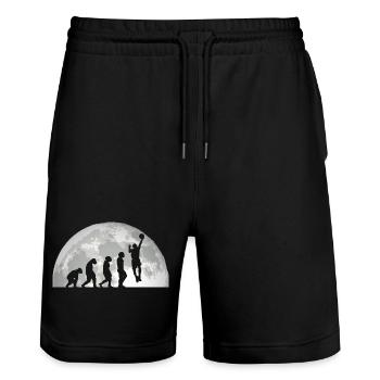 Basketball Players Evolution Basketball - Stanley/Stella Trainer Unisex Organic Jogging Shorts - black - Front - Nik (191cm) & Marisol (170cm)