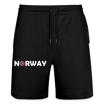 Lettrage de la Norvège avec drapeau - Norge - Norwegen - Short de jogging bio TRAINER Stanley/Stella unisexe - noir - Devant - Nik (191cm) & Marisol (170cm)