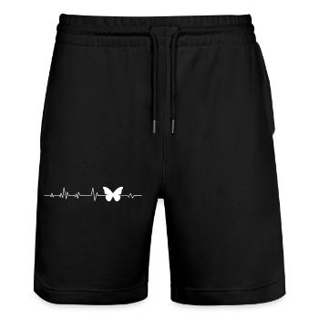 Schmetterling - Stanley/Stella Unisex Bio Joggingshorts Trainer  - Schwarz - Vorne - Nik (191cm) & Marisol (170cm)