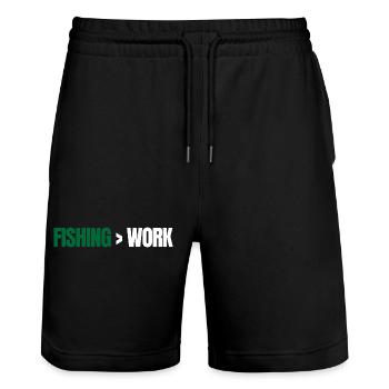 La pêche est plus que le travail – Angeln Design - Short de jogging bio TRAINER Stanley/Stella unisexe - noir - Devant - Nik (191cm) & Marisol (170cm)