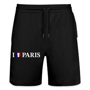 J’adore Paris, France - Short de jogging bio TRAINER Stanley/Stella unisexe - noir - Devant - Nik (191cm) & Marisol (170cm)