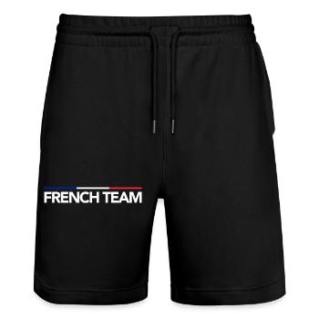frteam - Short de jogging bio TRAINER Stanley/Stella unisexe - noir - Devant - Nik (191cm) & Marisol (170cm)